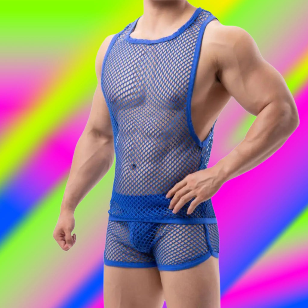 Sheer Performance Gym Sleeveless Mesh Top