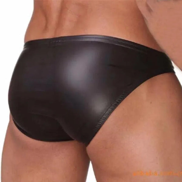 Shimmer PU Leather Low Waist Briefs