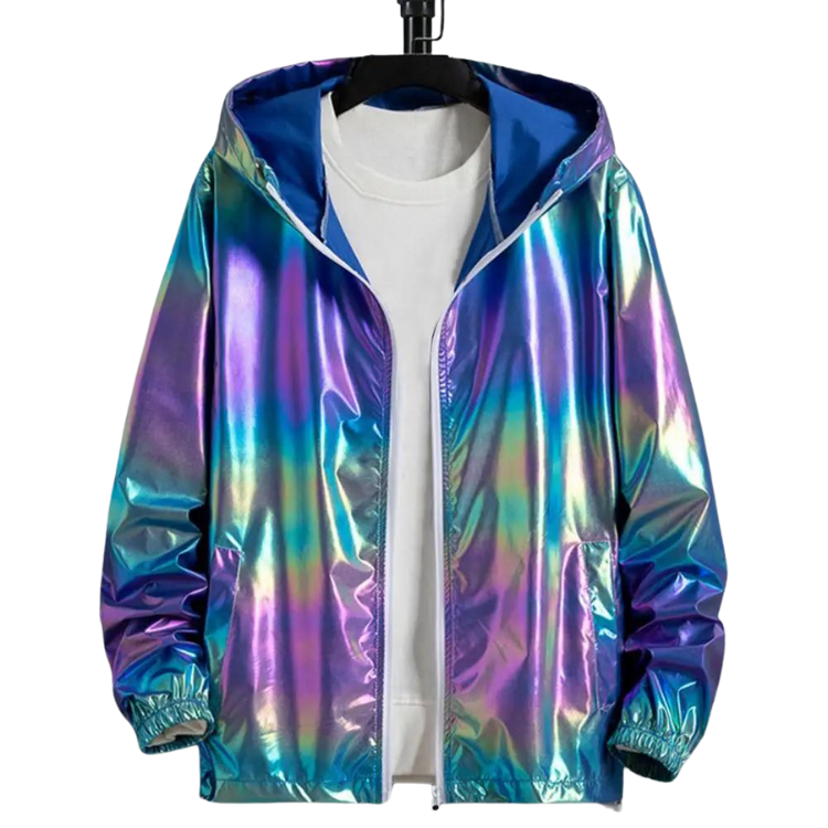 Blue Shimmer Rave Ultra-Thin Holographic Jacket by Out Of Stock sold by Queer In The World: The Shop - LGBT Merch Fashion