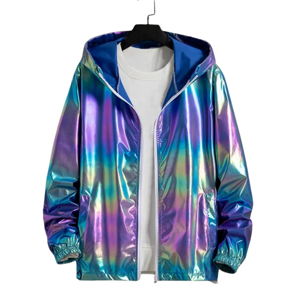 Blue Shimmer Rave Ultra-Thin Holographic Jacket by Out Of Stock sold by Queer In The World: The Shop - LGBT Merch Fashion