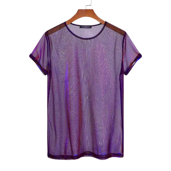 Short Sleeve Transparent Mesh Tee