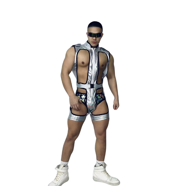 Silver Hollow Bodysuit Rave DJ Costume