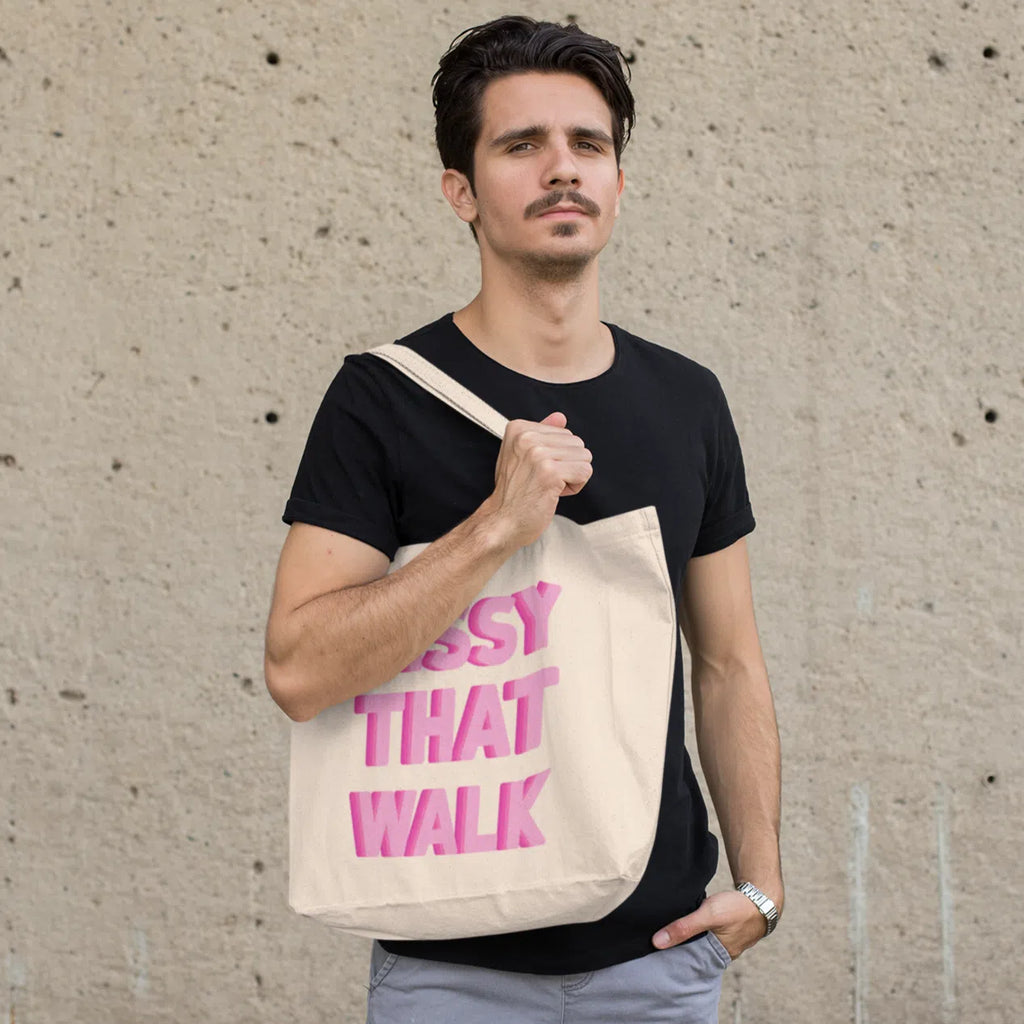 Black Sissy That Walk Large Organic Tote Bag by Queer In The World Originals sold by Queer In The World: The Shop - LGBT Merch Fashion