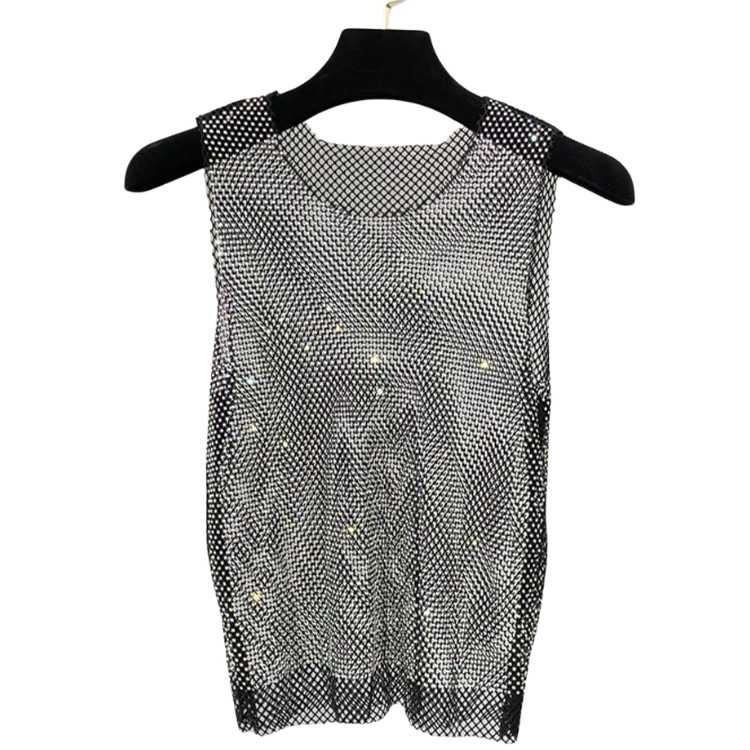 Studio 54 Mesh Shimmer Tank Top