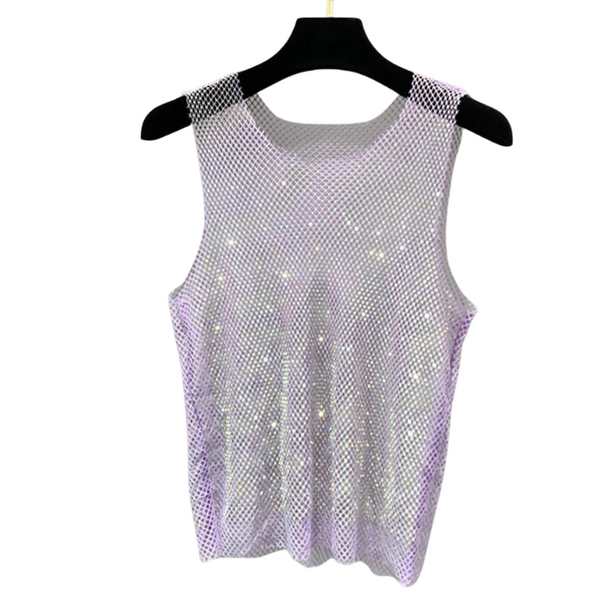 Studio 54 Mesh Shimmer Tank Top