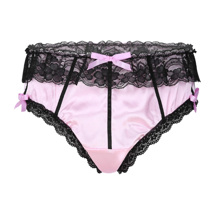 Submissive Satin Lace Bowknot Ruffled Panties