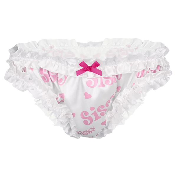 Submissive Satin Lace Bowknot Ruffled Panties