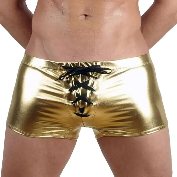 Gold Super Booty Drawstring PU Leather Boxers by Out Of Stock sold by Queer In The World: The Shop - LGBT Merch Fashion