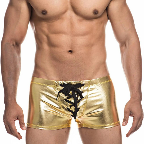 Gold Super Booty Drawstring PU Leather Boxers by Out Of Stock sold by Queer In The World: The Shop - LGBT Merch Fashion