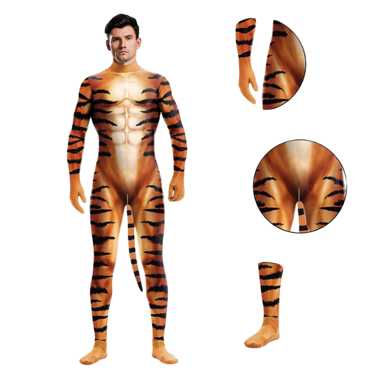 Tiger Zentai Body Suit With Tail