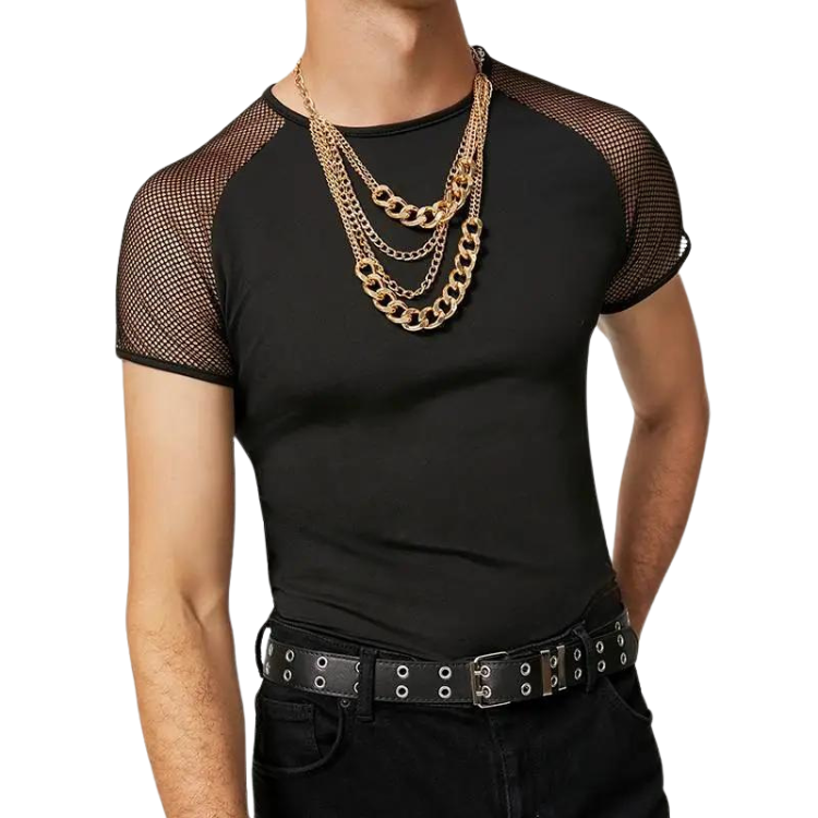 Transparent Mesh Men's Short Sleeve T-Shirt