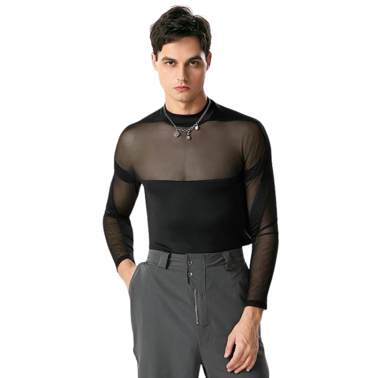 Black Turtleneck Long Sleeve Mesh Bodysuit by Out Of Stock sold by Queer In The World: The Shop - LGBT Merch Fashion