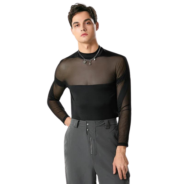 Black Turtleneck Long Sleeve Mesh Bodysuit by Out Of Stock sold by Queer In The World: The Shop - LGBT Merch Fashion