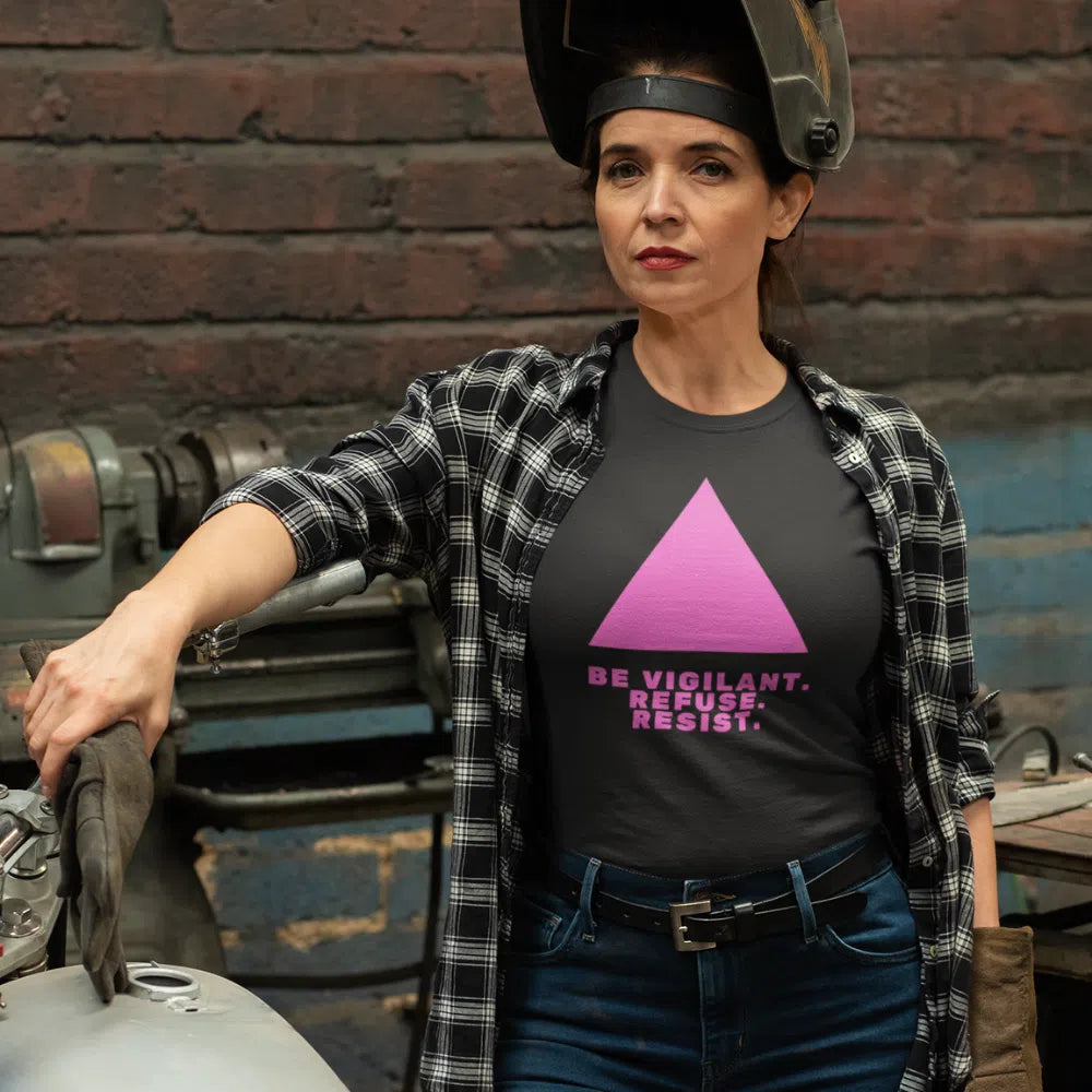 Black Be Vigilant. Refuse. Resist. T-Shirt by Queer In The World Originals sold by Queer In The World: The Shop - LGBT Merch Fashion