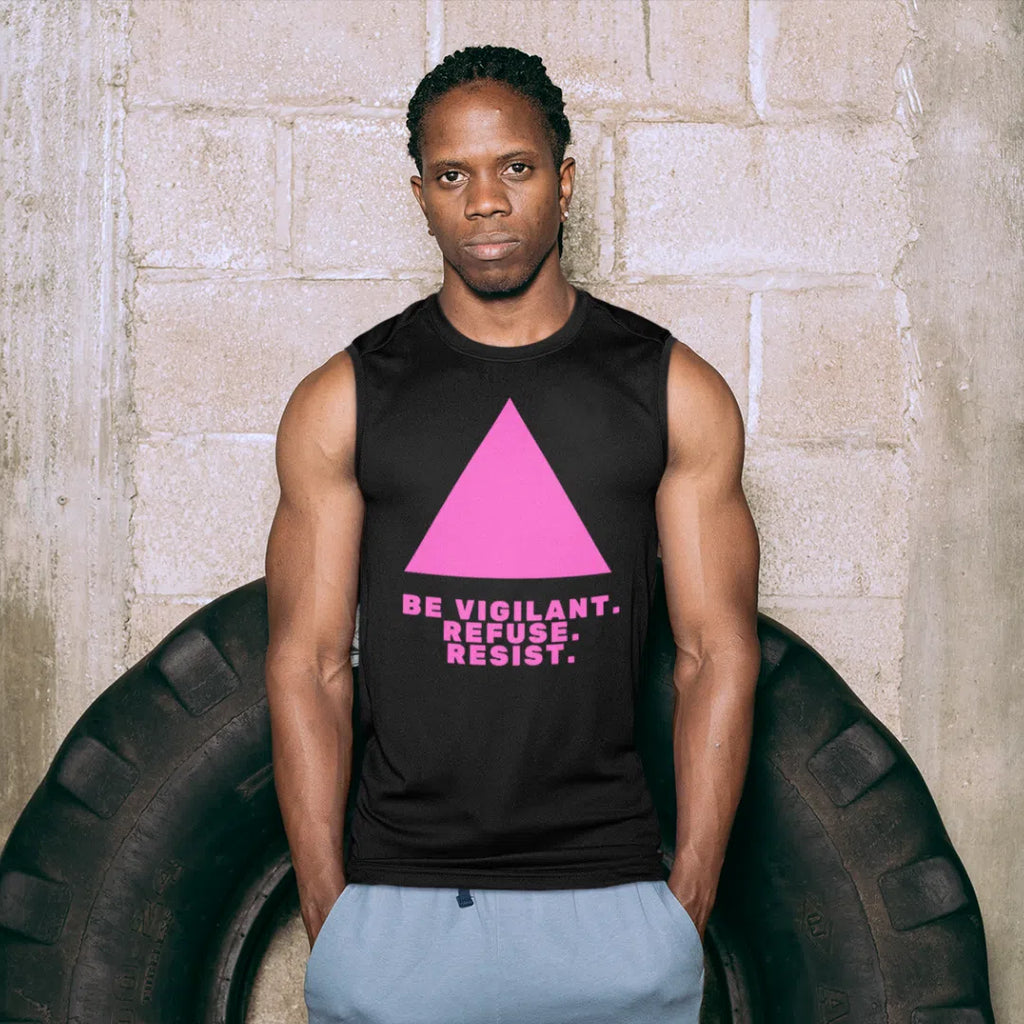 Black Be Vigilant. Refuse. Resist. Muscle Top by Queer In The World Originals sold by Queer In The World: The Shop - LGBT Merch Fashion