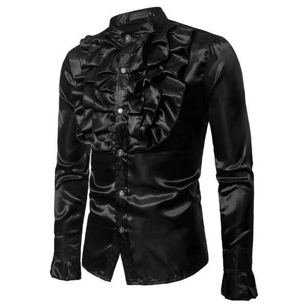 Vintage Majesty Ruffle Satin Shirt