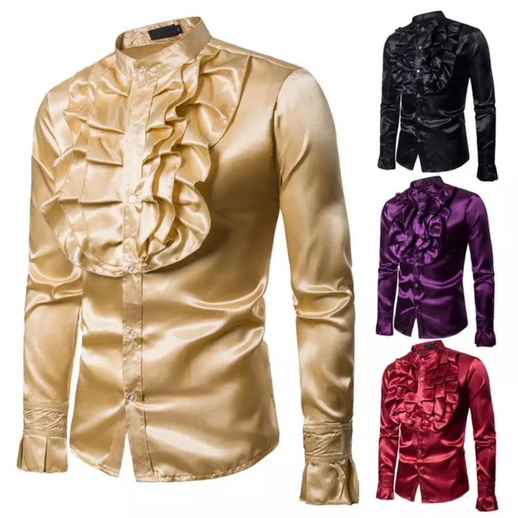 Vintage Majesty Ruffle Satin Shirt