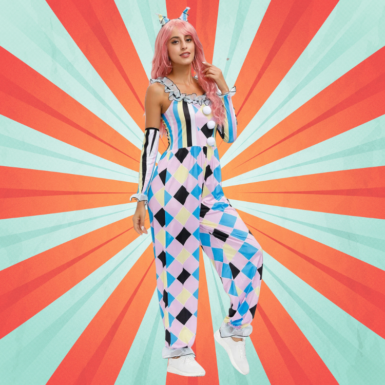 Women's Harlequin Circus Clown Costume