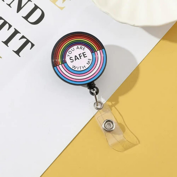 You Are Safe With Me LGBT Pride Retractable Badge Reel