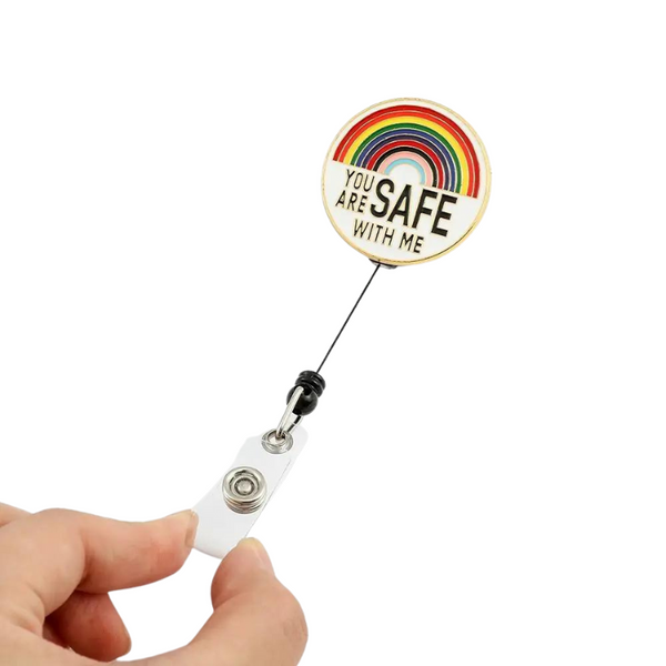 You Are Safe With Me LGBT Pride Retractable Badge Reel