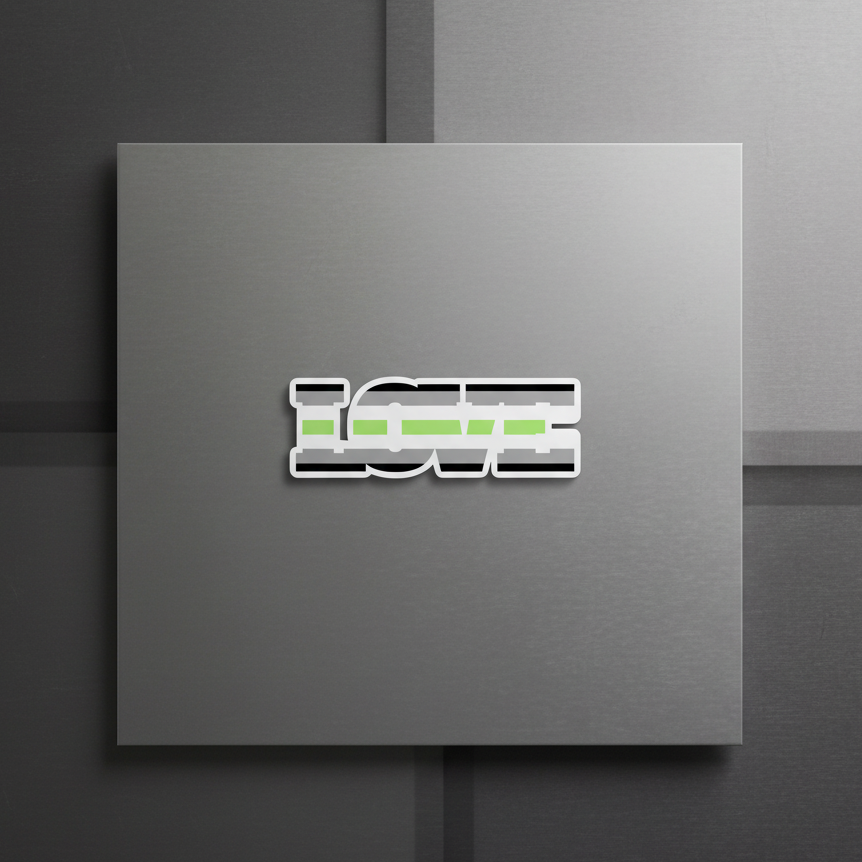Agender Love Magnet with "LOVE" in bold white outlined letters, green highlight