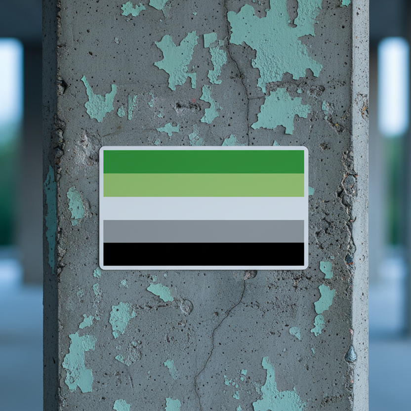 Aromantic flag bubble-free sticker with green, light green, white, gray