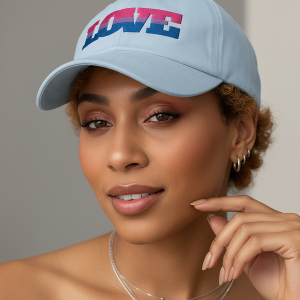 Bisexual Love Cap: light blue pride hat with 
