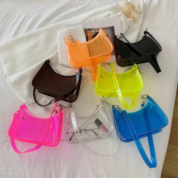 Candy crush y2k jelly shoulder bag photographed for the product listing.