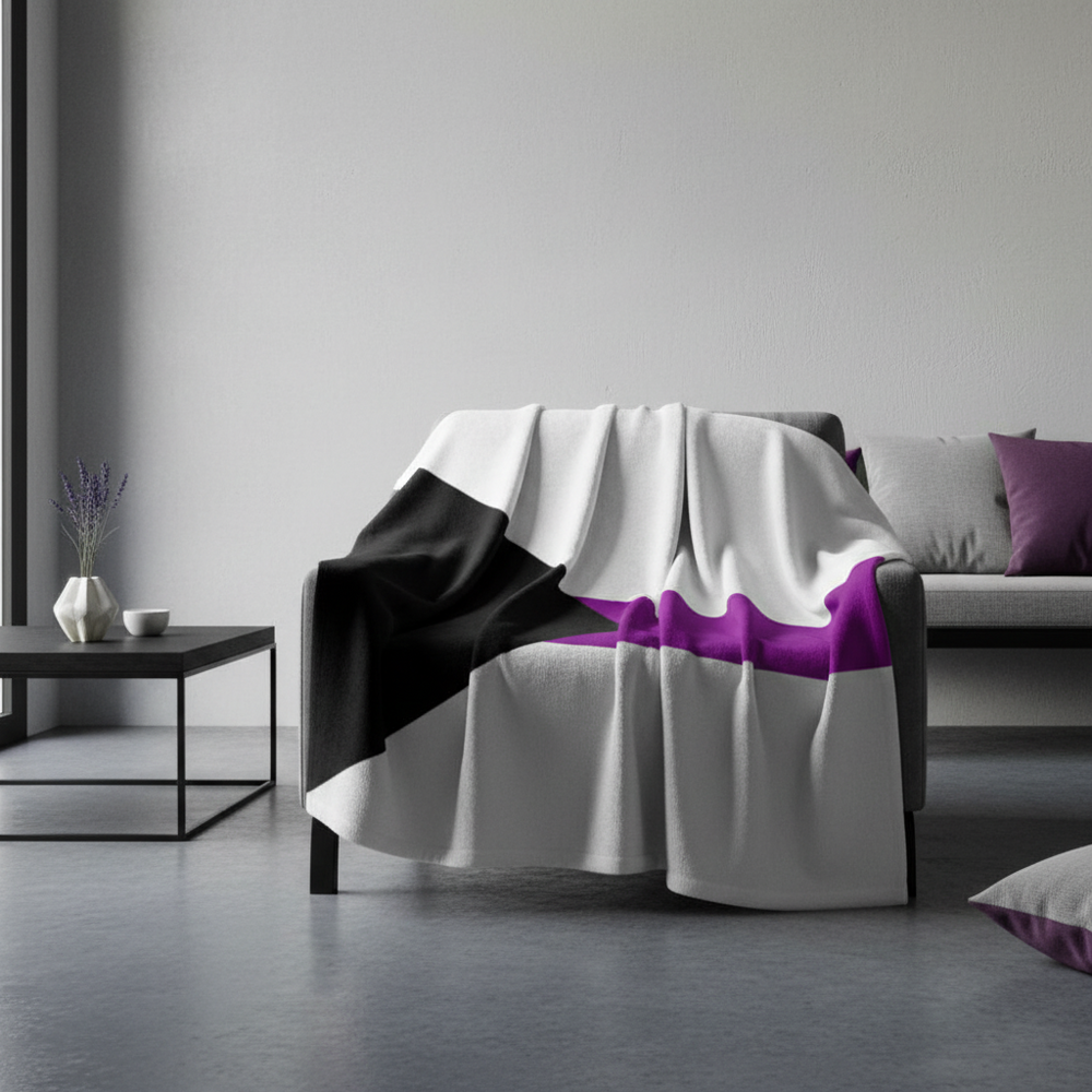 Demisexual Flag Throw Blanket with bold black, gray, white