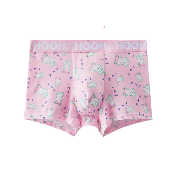 Pink cartoon-print boxer briefs, front product view
