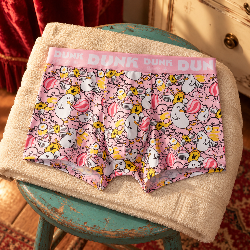 Dreaming In Pink Cartoon Boxers in Pink Bird Dunk.