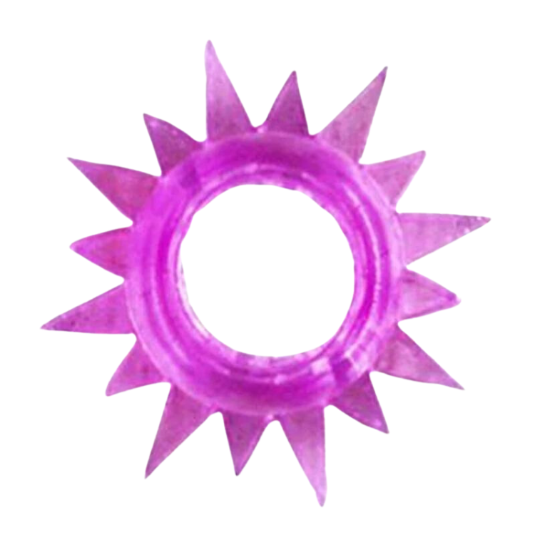 Purple spiked cock ring shown from above on a white background