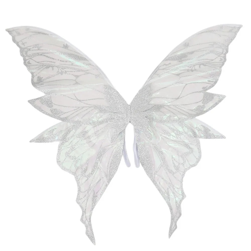 White iridescent fairy wings shown flat against a white background