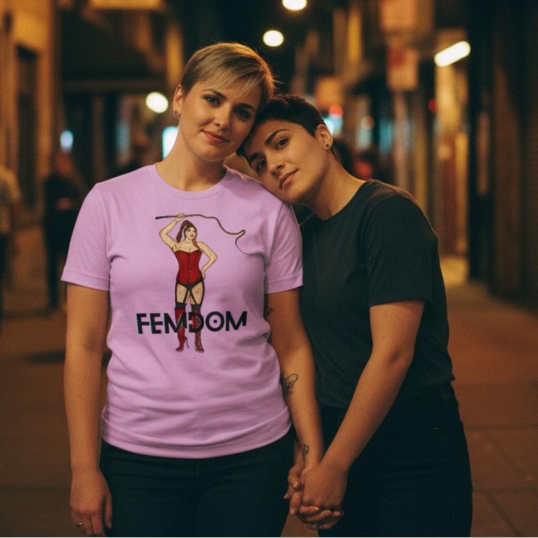 Cotton FEMDOM T-shirt with illustrated dominatrix