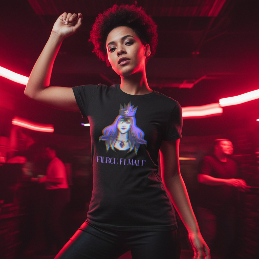 Fierce Female T-Shirt with bold “Fierce Female” text and crowned person