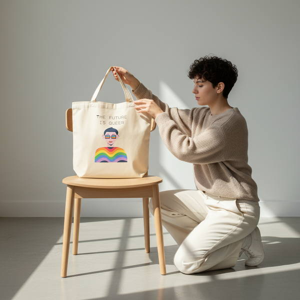 Eco tote bag reads 