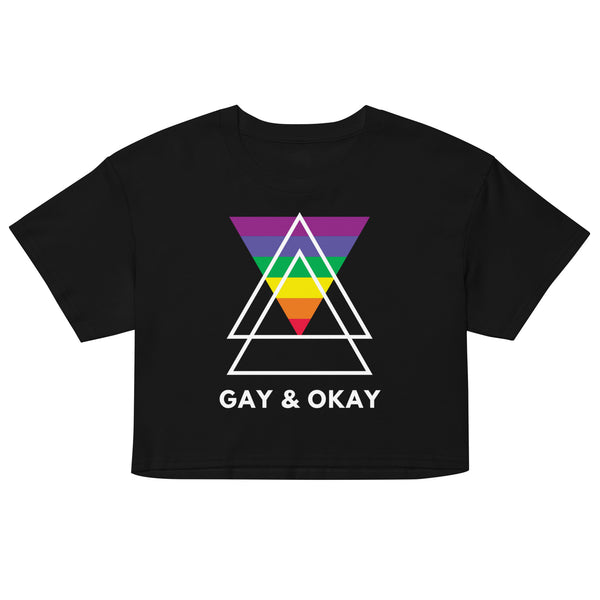 Gay & Ok Crop Top with rainbow triangle and 