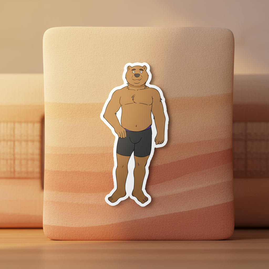 Gay Cub Magnet—an upright, smiling bear sticker—adds magnetic charm and cozy queer energy to your home décor.