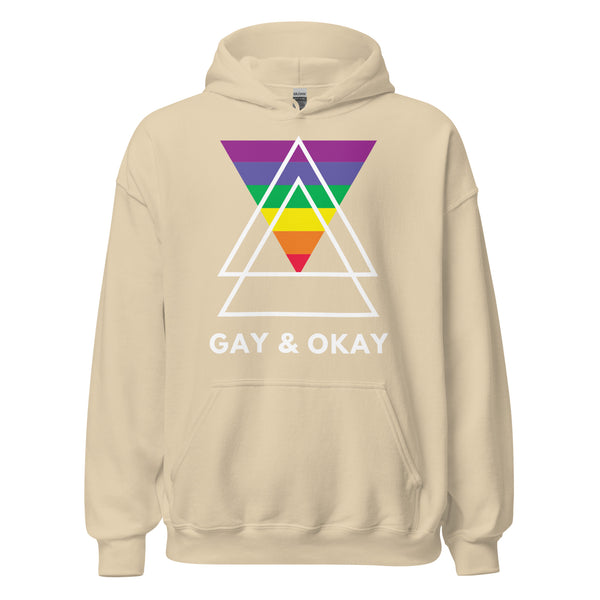 Beige unisex hoodie with bold white 