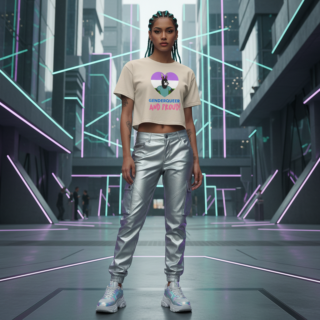 Genderqueer And Proud crop top with genderqueer flag, heart