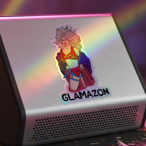Metallic speaker featuring a holographic 