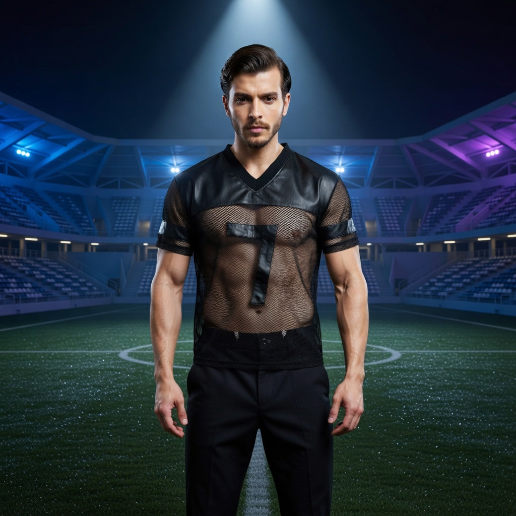 gay football gear Sexy Mesh Football T-Shirt – Queer In The World: The Shop