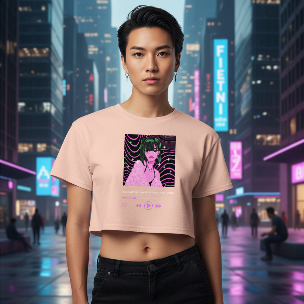 Guaranteed, I Can Blow Your Mind...Mwah! Crop Top, relaxed fit, soft cotton with anime art