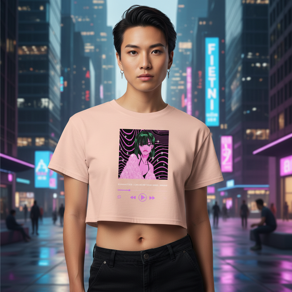 Guaranteed, I Can Blow Your Mind...Mwah! Crop Top, relaxed fit, soft cotton with anime art