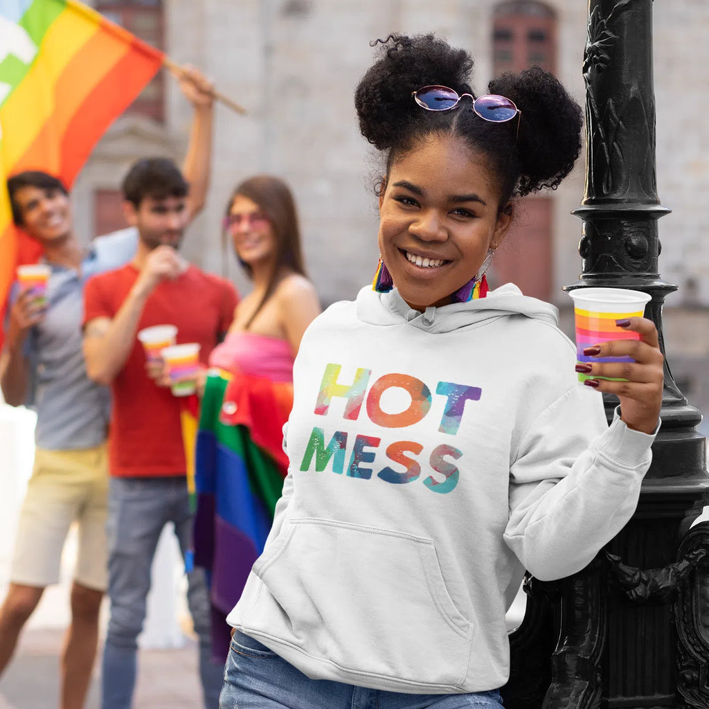 Black Hot Mess Unisex Hoodie by Queer In The World Originals sold by Queer In The World: The Shop - LGBT Merch Fashion