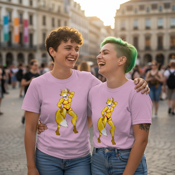 Hot Gay Furry Unisex T-Shirts with a bold yellow muscle creature