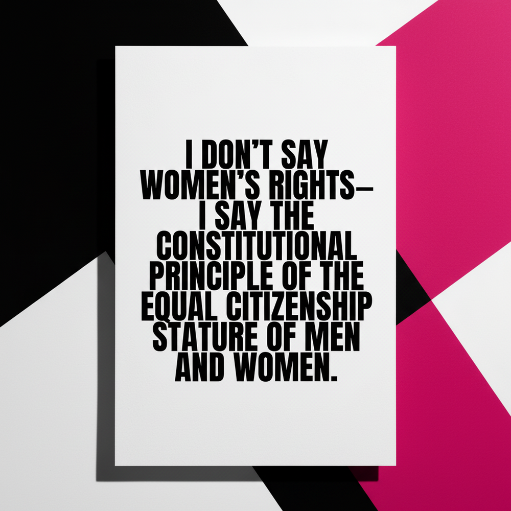 Postcard with bold black text on white: I DONT SAY WOMENS RIGHTS