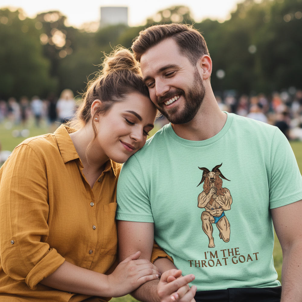 I'm The Throat Goat T-Shirt with bold text and a buff goat graphic
