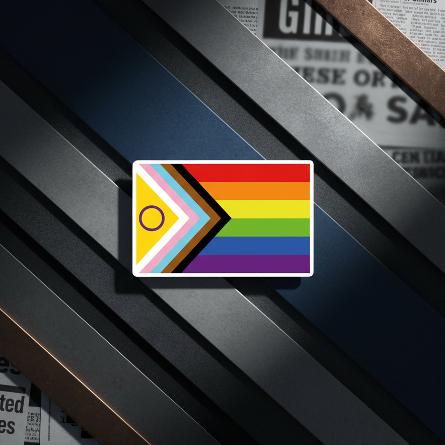 Intersex-Inclusive Progress Pride Flag magnet with yellow triangle and purple circle