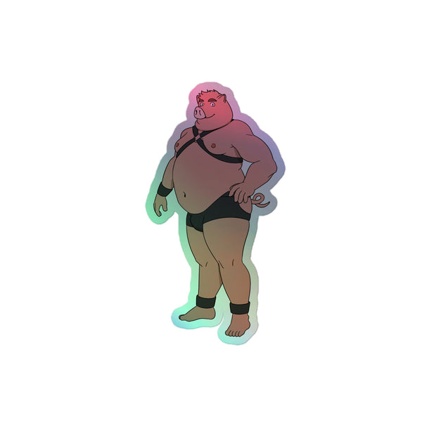 Gay Pig Holographic Stickers